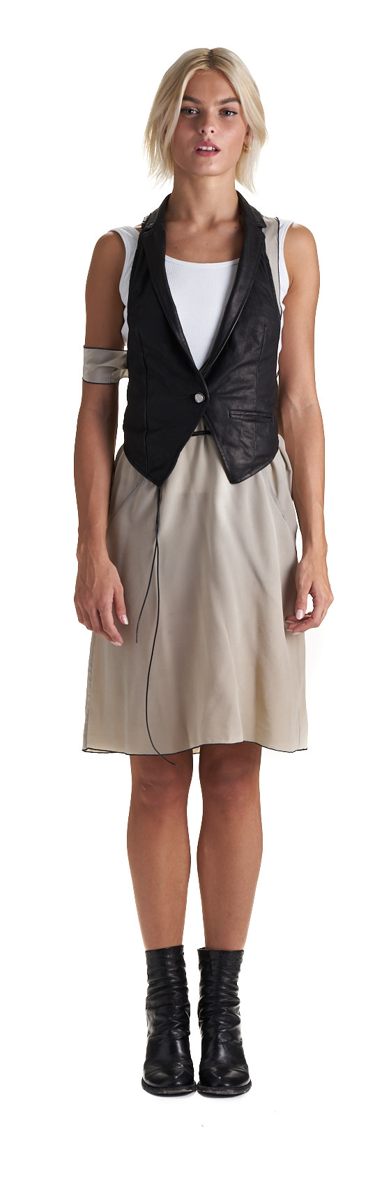 DANIELE BASTA LEATHER AND SILVER JACKET 